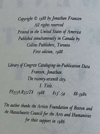 The Twenty Seventh City (Advance Reading Copy)