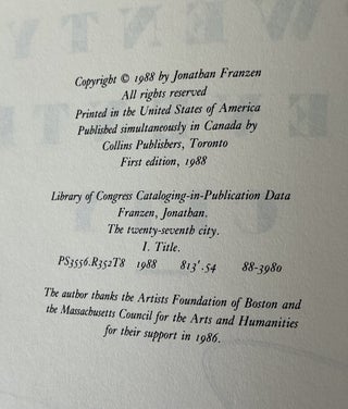 Jonathan Franzen 3-Book First Edition Lot: The Twenty-Seventh City (signed ARC), The Corrections, Freedom (signed)