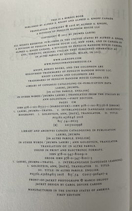 In Other Words 3-Book Lot: U.S. advance reader's edition and signed U.S. first edition, first Italian edition (In Altre Parole)