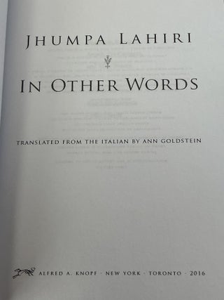 In Other Words 3-Book Lot: U.S. advance reader's edition and signed U.S. first edition, first Italian edition (In Altre Parole)