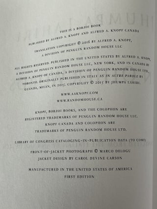 In Other Words 3-Book Lot: U.S. advance reader's edition and signed U.S. first edition, first Italian edition (In Altre Parole)